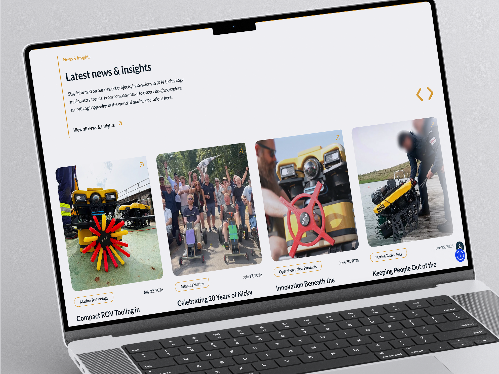 Atlantas Marine website news page on a laptop