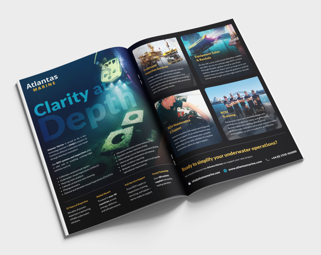 Atlantas Marine magazine advert design, Clarity at Depth