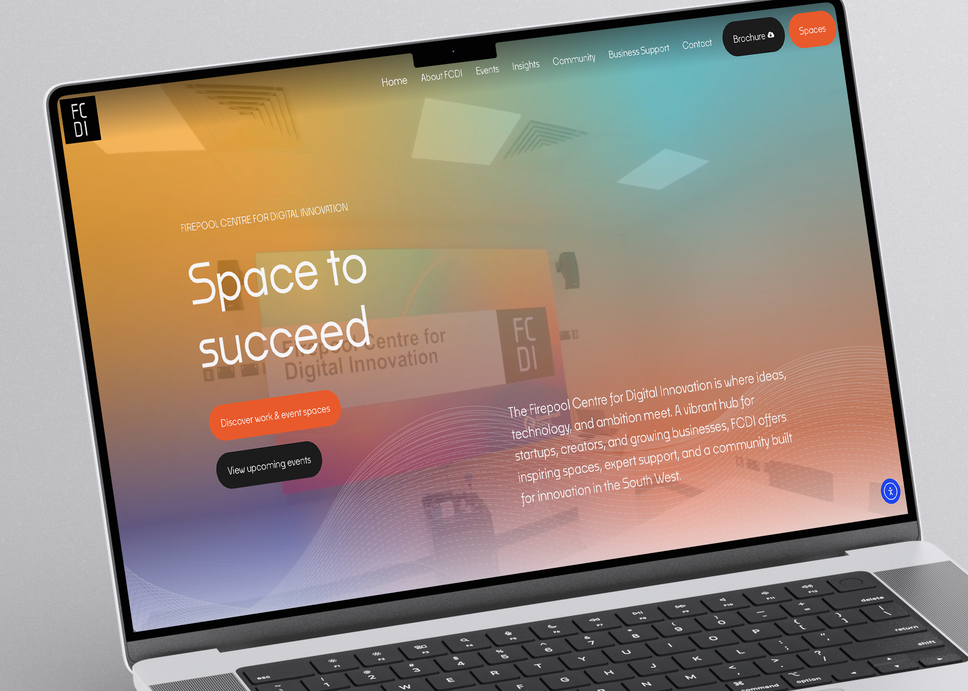 Firepool Centre for Digital Innovation website homepage on a laptop