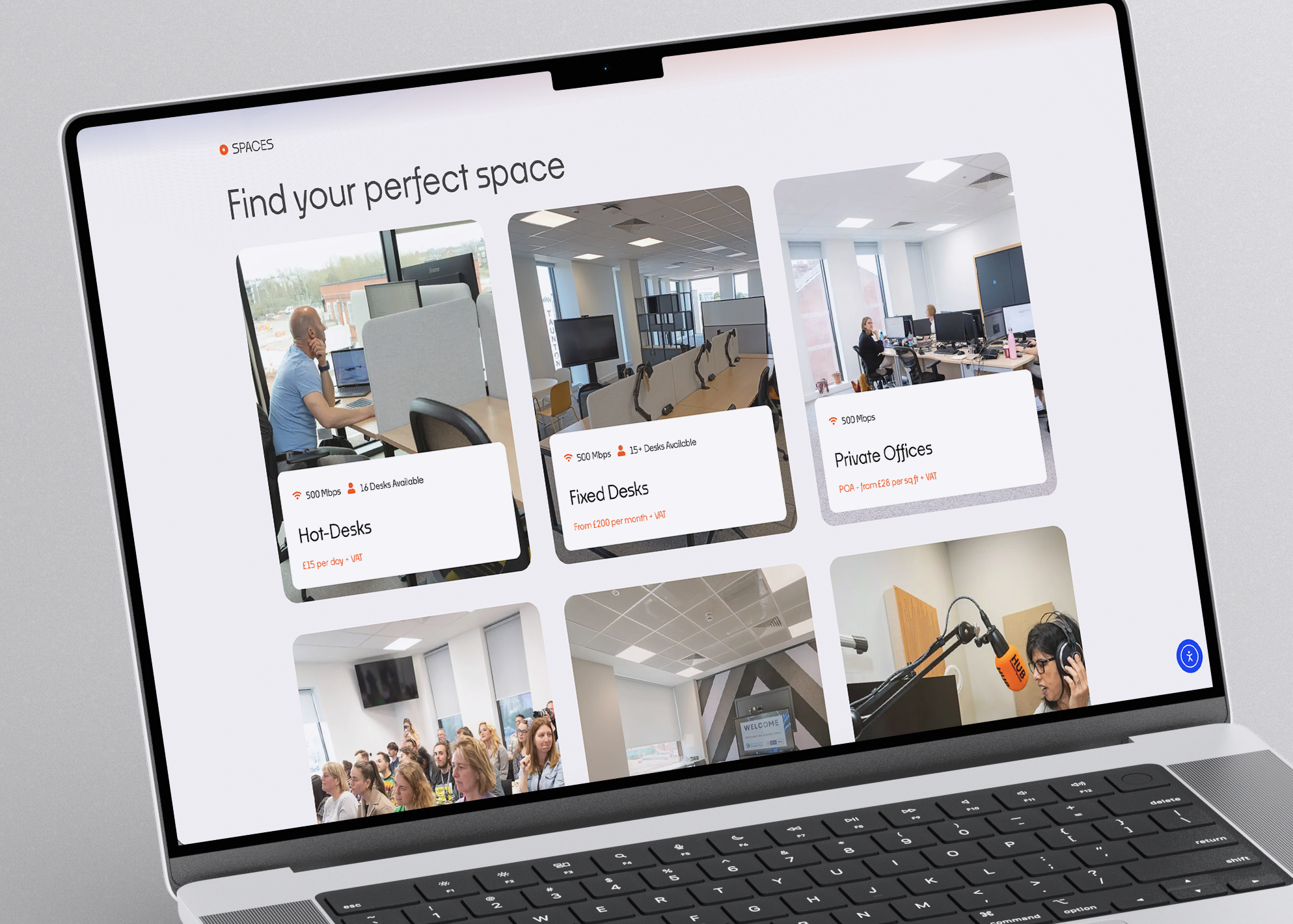 Firepool website find your space page on a laptop