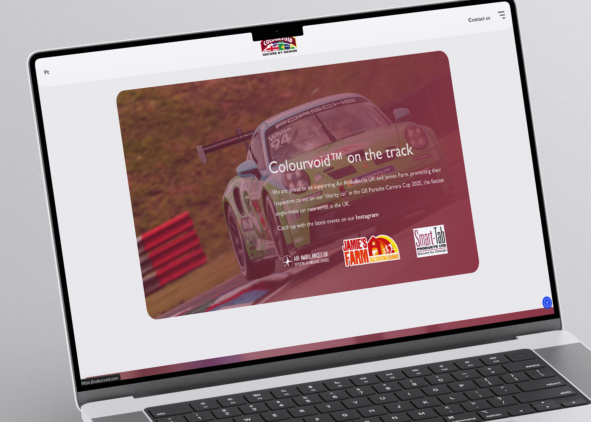 Security products website case study page on a laptop