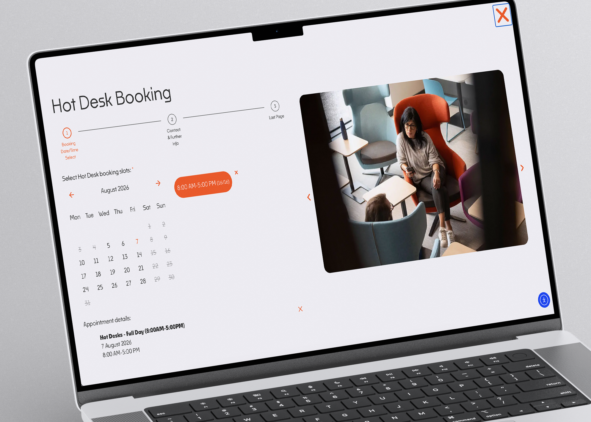 Firepool website hot desk booking page on a laptop