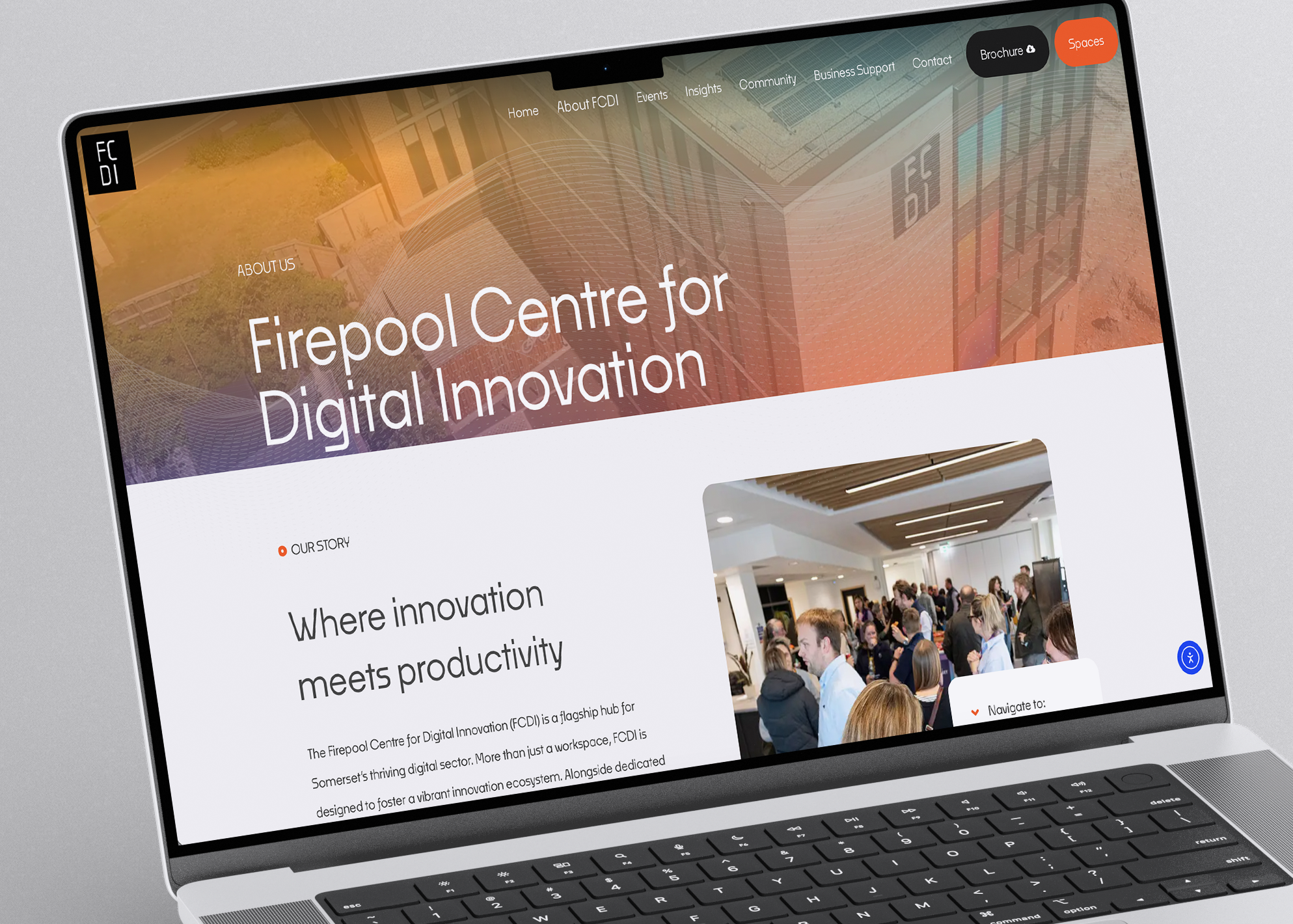 Firepool Centre for Digital Innovation website page on a laptop